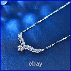 0.5ct Diamond Necklace Silver Chain & Gift Box Lab-Created VVS1/D/Excellent