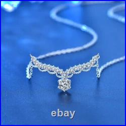 0.5ct Diamond Necklace Silver Chain & Gift Box Lab-Created VVS1/D/Excellent