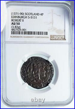 1371 GREAT BRITAIN Scotland UK King ROBERT II Silver Antique 4Pn Coin NGC i86941