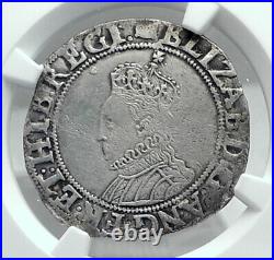 1594 ENGLAND Great Britain UK Queen ELIZABETH I Silver Shilling Coin NGC i81184