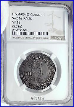 1604 GREAT BRITAIN UK King JAMES who made BIBLE Silver Shilling Coin NGC i81743