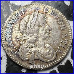 1675 Great Britain Charles II 3 Pence Threepence Lot#JM4133 Silver! Nice
