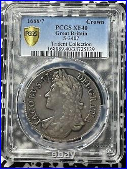 1688/7 Great Britain James II Crown PCGS XF40 Lot#G2135 Large Silver! Scarce