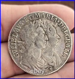 1689 Halfcrown William & Mary Silver Coin