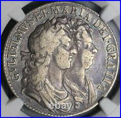 1689 NGC VF 25 William Mary 1/2 Crown Great Britain Silver Coin (21092703C)