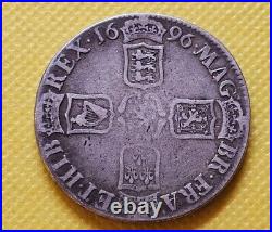 1696 Crown William III British Silver Coin