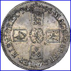 1696 Crown William III British Silver Coin Very Nice