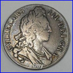 1696 GREAT BRITAIN William III Silver Crown FINE+