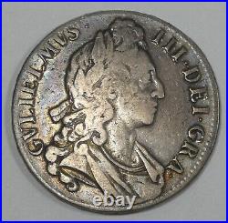 1696 GREAT BRITAIN William III Silver Crown FINE+