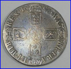 1696 GREAT BRITAIN William III Silver Crown FINE+