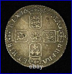 1697 C Great Britain 1 Shilling 1st Bust William III Free Shipping USA