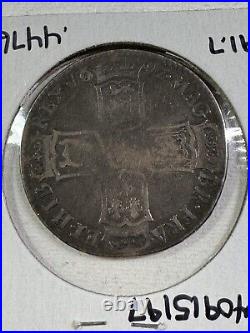 1697 Great Britain Silver 1/2 Crown Cleaned