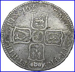1697 Halfcrown William III British Silver Coin Nice