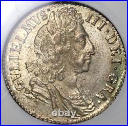 1697 NGC MS 63 William III 6 Pence Great Britain England Silver Coin (22020501C)