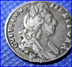 1697 Y Sixpence (York Mint) William III British Silver Coin