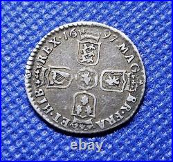 1697 Y Sixpence (York Mint) William III British Silver Coin