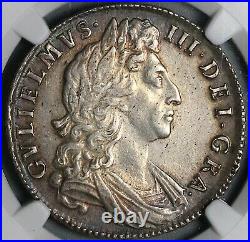 1698 NGC AU Det William III Half 1/2 Crown Great Britain Silver Coin (21101801C)