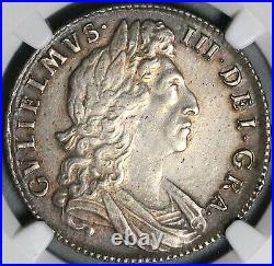 1698 NGC AU Det William III Half 1/2 Crown Great Britain Silver Coin (21101801C)