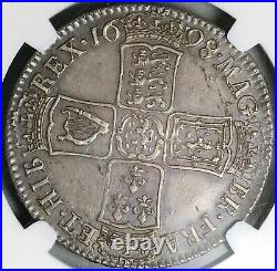 1698 NGC AU Det William III Half 1/2 Crown Great Britain Silver Coin (21101801C)