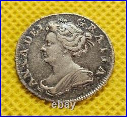 1705 Sixpence Anne British Silver Coin