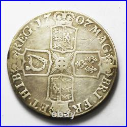 1707 E Great Britain Crown Silver Coin KM# 526.1