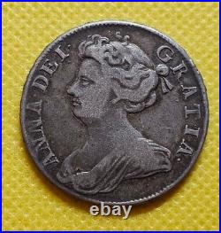 1709 Halfcrown Anne British Silver Coin