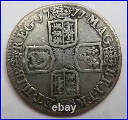 1711 Queen Anne Silver Silver Shilling Coin -Great Britain