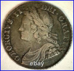 1734 Great Britain Silver Shilling Coin XF Extra Fine Circulated George II Ruler