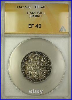 1741 Great Britain Silver Shilling Coin George II ANACS EF-40