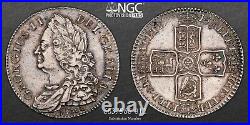 1745, Great Britain, George II. Silver ½ Crown Coin. Rare LIMA Issue! NGC AU-53