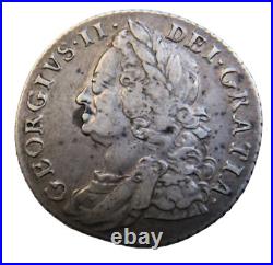 1758 King George II Silver Shilling Coin Great Britain