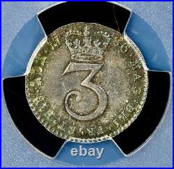 1786 TONED George III Great Britain Silver Maundy 3 Pence 3D PCGS MS 63 S-3753