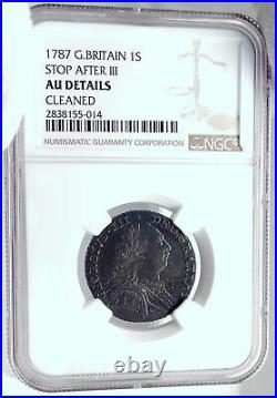 1787 GREAT BRITAIN UK King GEORGE III Antique Silver Shilling Coin NGC i81753