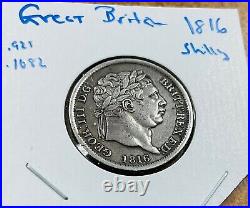 1816 Great Britain 1 Shilling Sterling Silver Coin