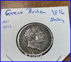 1816 Great Britain 1 Shilling Sterling Silver Coin