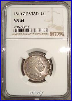 1816 Great Britain, George III Silver Shilling NGC MS64
