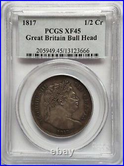 1817 Great Britain Bull Head Half Crown PCGS XF45 Silver Coin George III King
