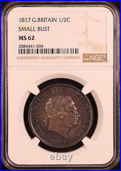 1817 Great Britain George III Silver Half Crown -NGC MS62 Exquisite Toning