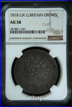 1818 LIX Great Britain Crown NGC AU58 Silver with HD Video in Description