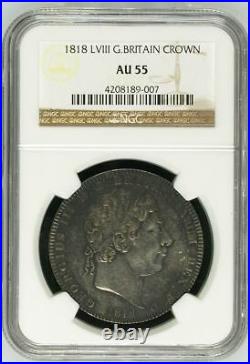 1818 LVIII Great Britain Crown NGC AU55 Silver Pics and HD Video