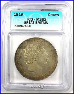1819 Great Britain England George III Crown Coin Certified ICG MS62 (BU UNC)