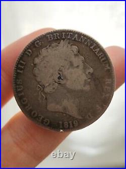 1819 LIX George III Great Britain Royal Mint Silver Crown Coin Choice Fine