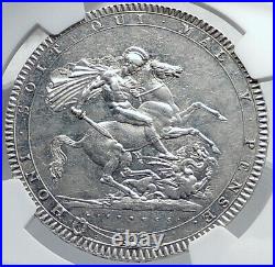 1820 GREAT BRITAIN UK King George III Antique Silver CROWN Coin NGC i81741