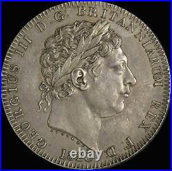 1820 Great Britain George III Lx Silver Crown S#3787 Extremely Fine (PCGS AU50)