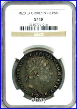 1820 LX Silver Great Britain Crown Ngc Extra Fine 40
