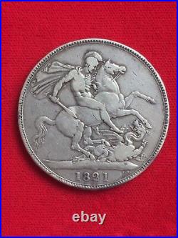 1821 Great Britain Silver Crown King George IV (iiii) Secundo On The Edge