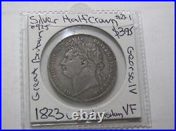 1823 Silver Half Crown Great Britain King George IV English Coin. 925 Ag #23.1