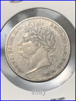 1825 Great Britain 6 Pence Very Rare KM 691 Collectible Vintage Silver Coin