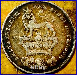 1826 Great Britain Silver Shilling George IV 1825 1829 KM# 694