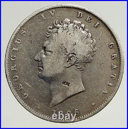 1826 UK Great Britain United Kingdom KING GEORGE IV Silver 1/2 Crown Coin i93694